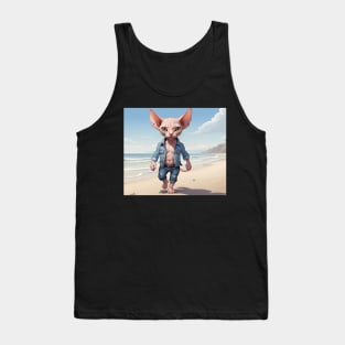 Beachside Swagger: The Cool Cat's Walk Tank Top